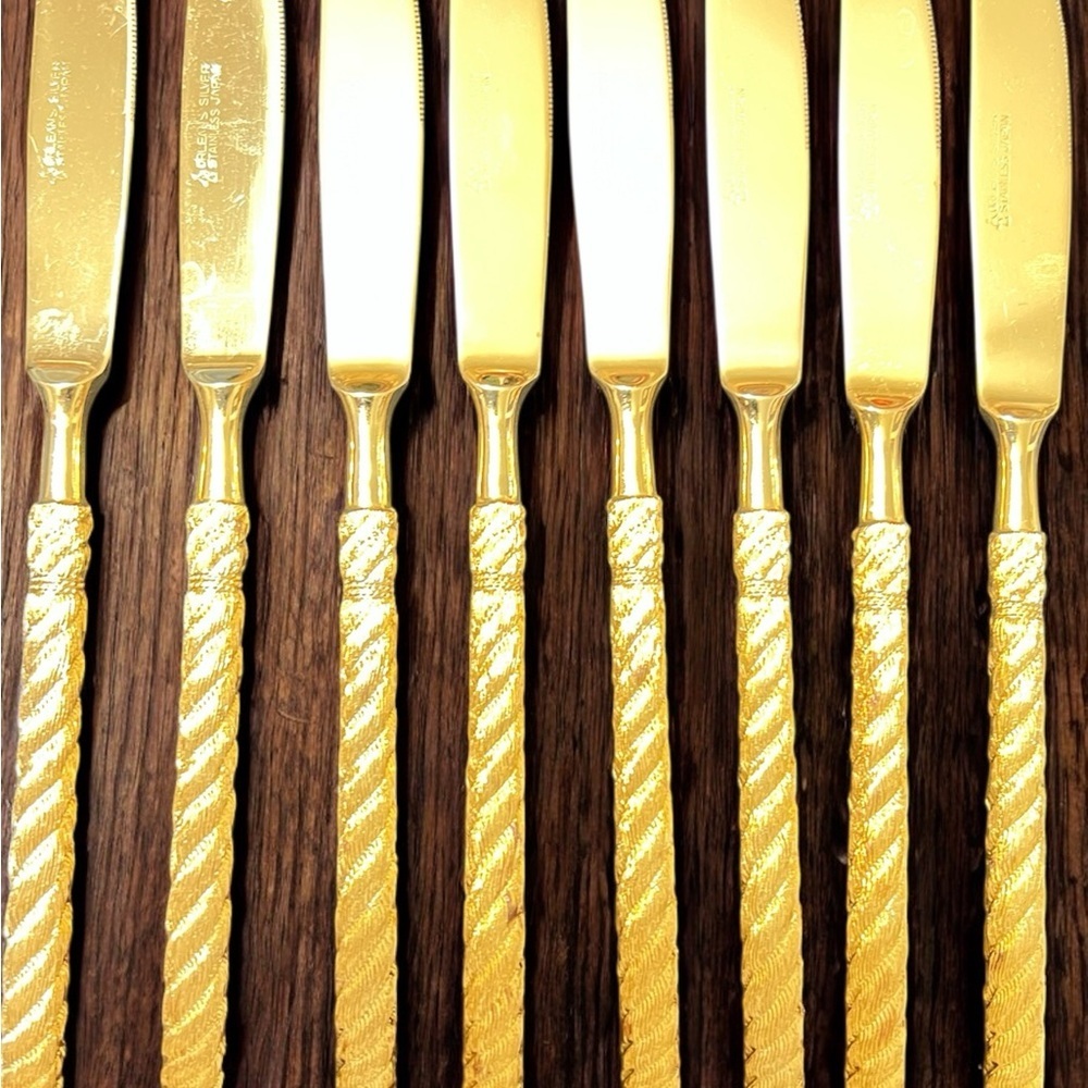 Stanley Roberts Golden Straita Twisted Flatware Serving Pieces